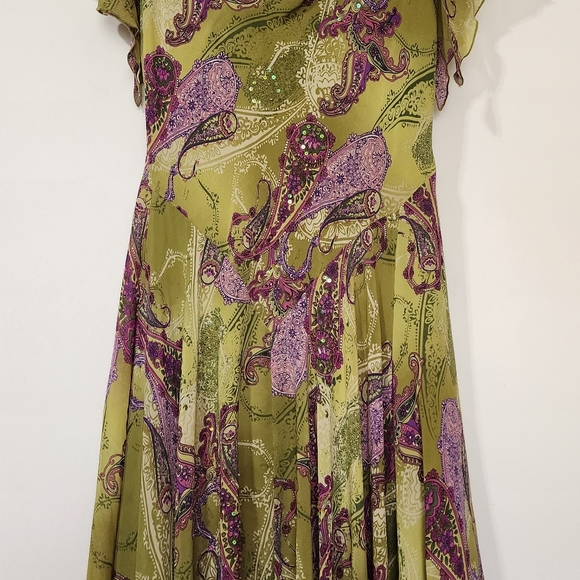 Vintage green beaded fairycore forest moss green whimsical dress - Picture 4 of 12